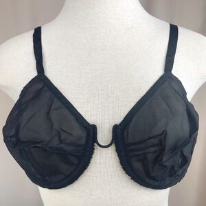 Vintage 50s ELLE Black Monowire Bra (32) Sheer French Lingerie Goth Coquette
